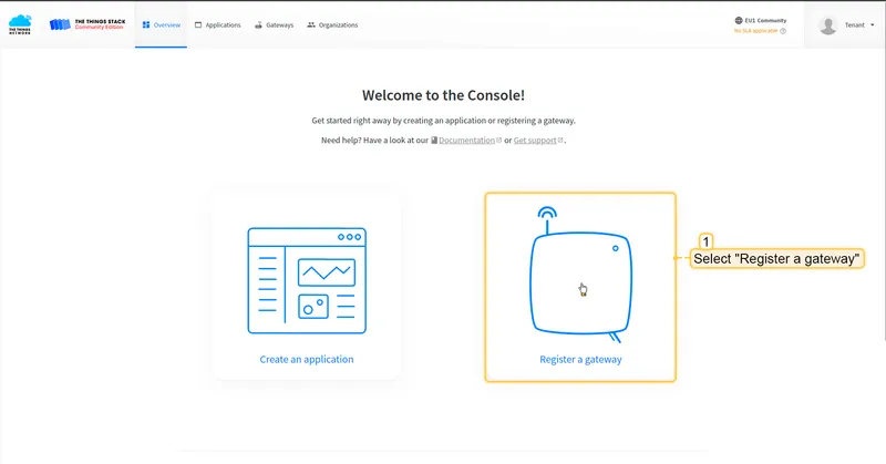 Select the "**Register a gateway**".