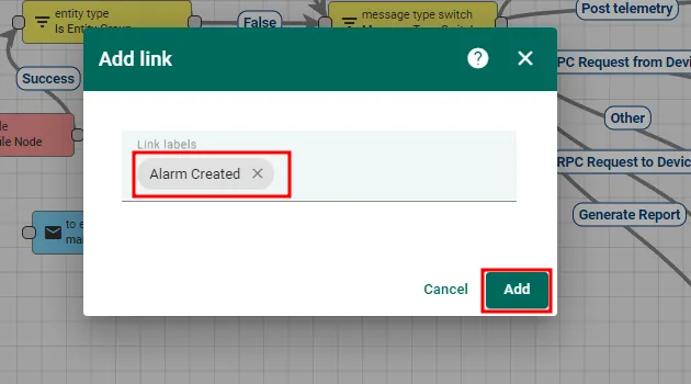 Connect the toEmail node with the device profile node
