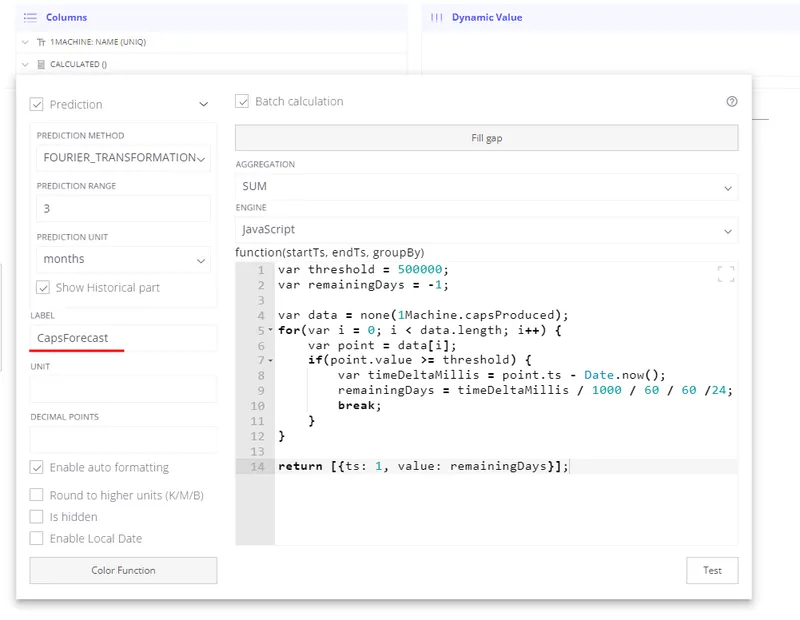 Set calculated field label to capsForecast