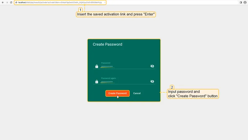 Open activation link and set password