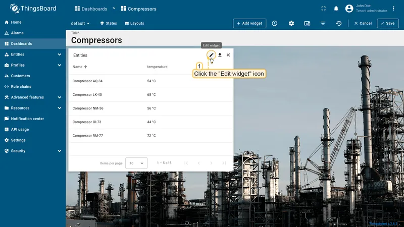 Actions dialog