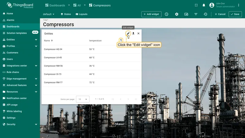 Actions dialog