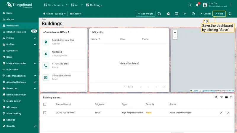 Save dashboard changes