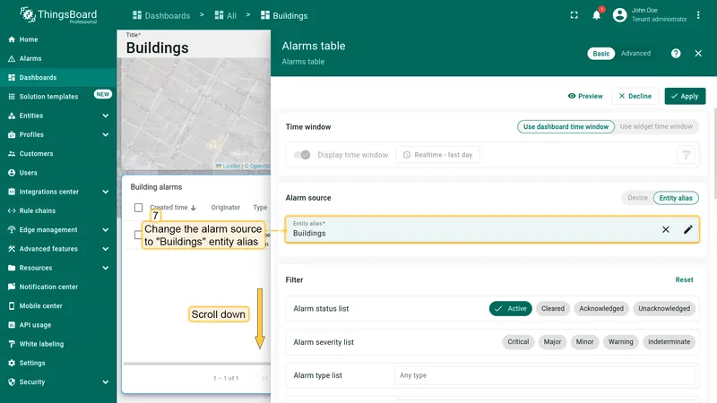 Set entity alias to Buildings