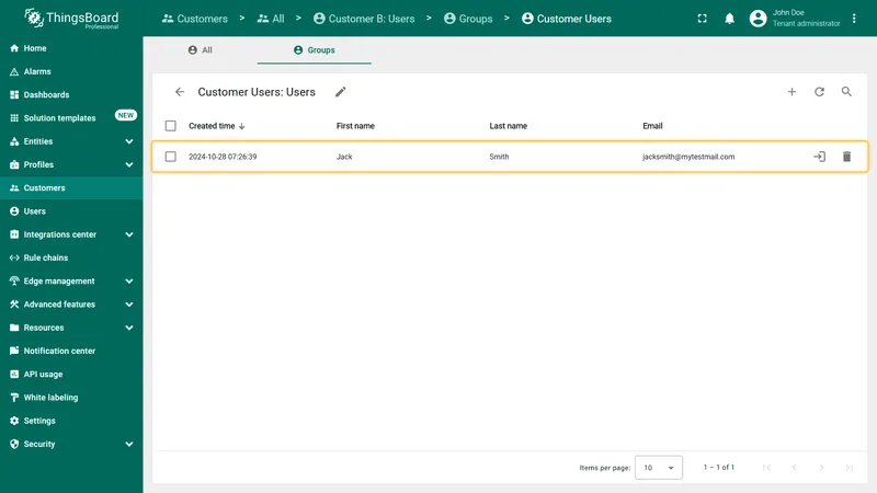 Create Customer B user
