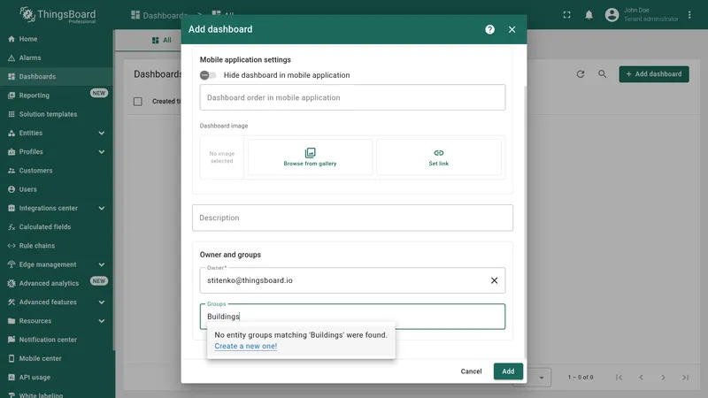 No matching group found with Create a new one option