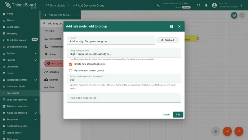 Configure add to group node