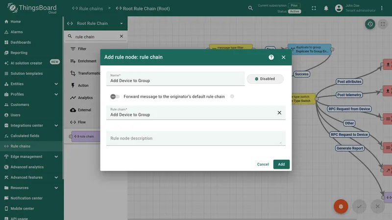 Configure rule chain node