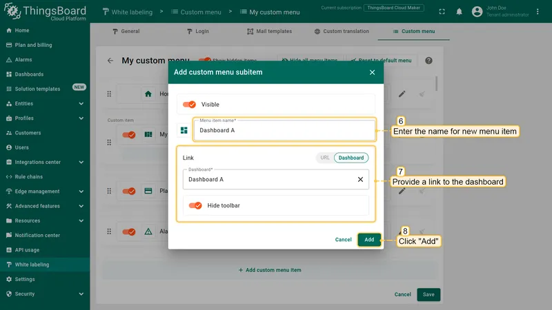 Add first subitem