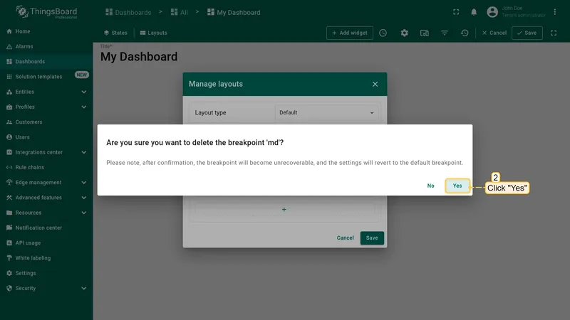Confirm breakpoint deletion