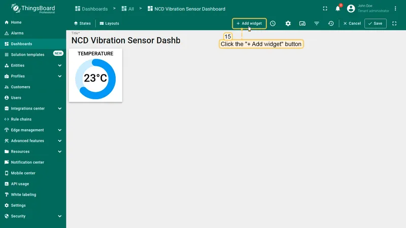 Click the "**Add widget**" button again