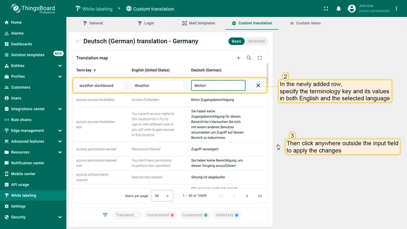 Fill in key, English value, and translation