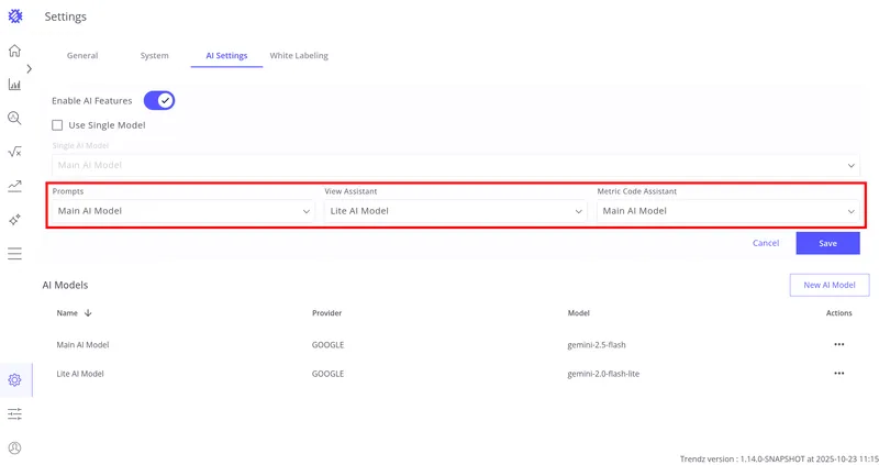 Custom per Feature Configuration — each feature has its own model
