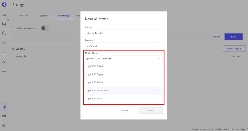 Model Name field