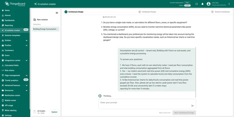 User answers and AI Agent confirmation