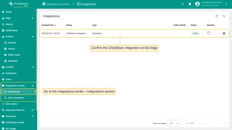 ChirpStack integration confirmed on Edge