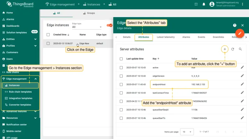 Add endpointHost attribute to Edge with OPC UA server IP
