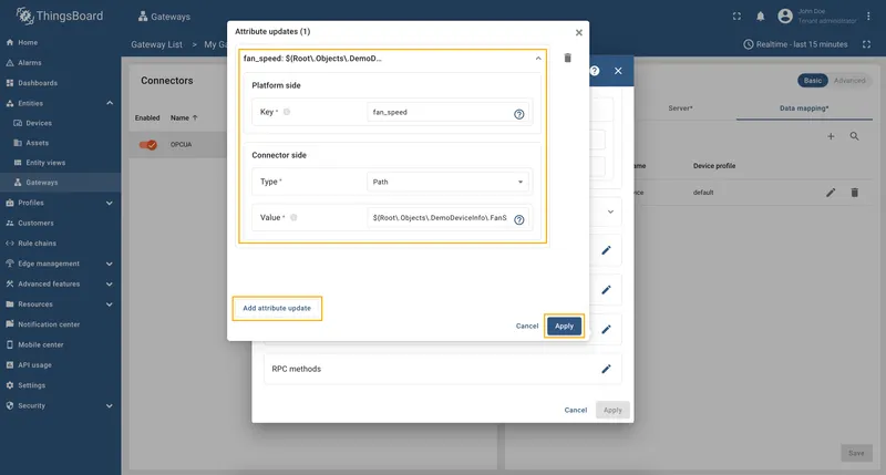 Add fan_speed attribute update with absolute path