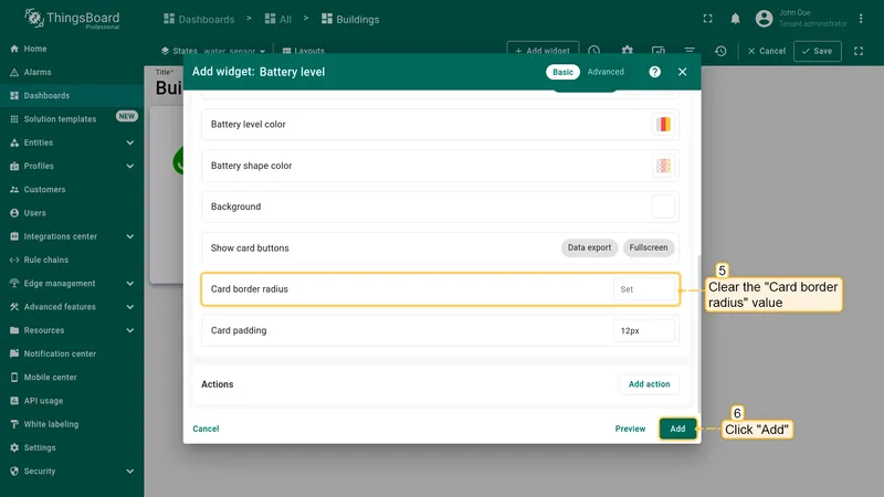 Adjust widget appearance settings and add widget