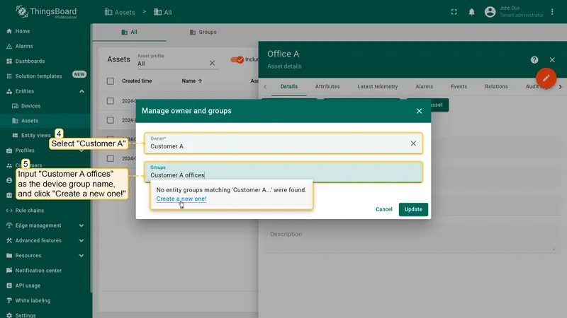 Assign owner and create group