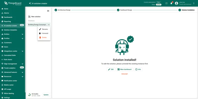 Solution chat context menu