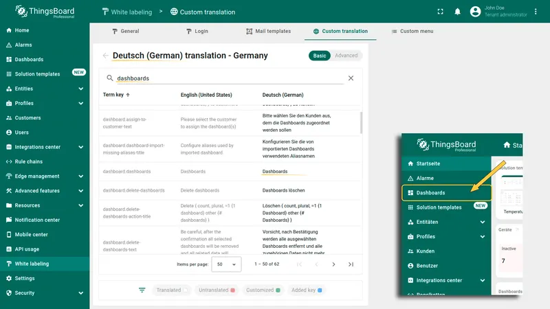Translation reset to default