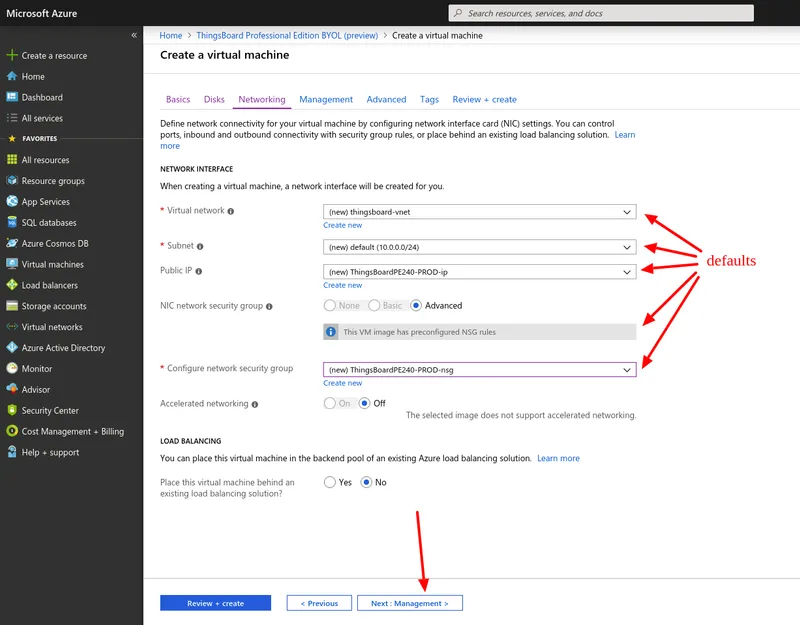 VM networking configuration