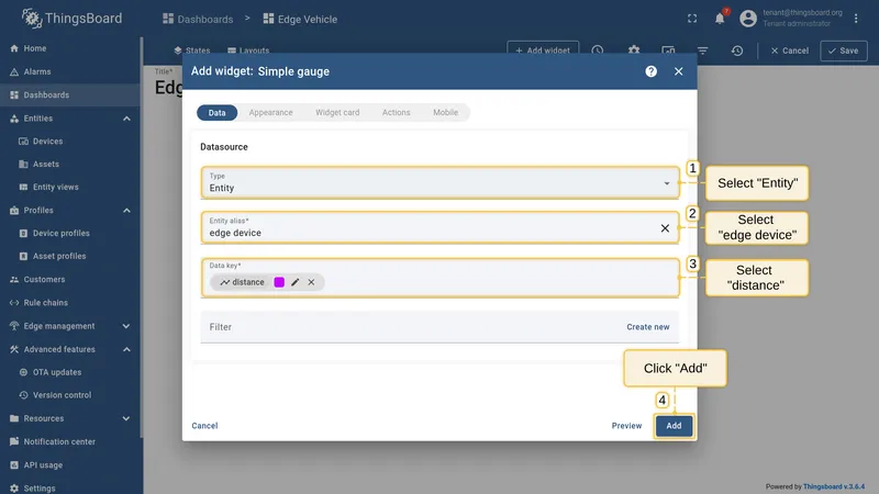 Configure the widget data source