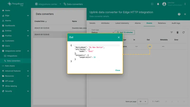 Converter Out message — processed telemetry