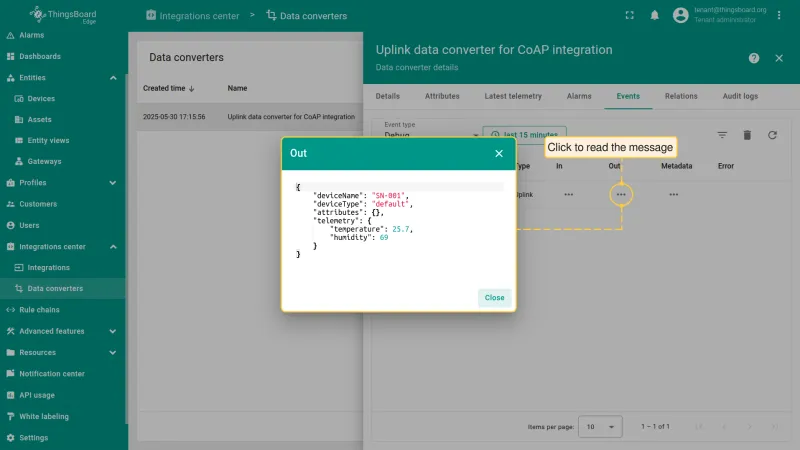 Converter Out — processed telemetry output