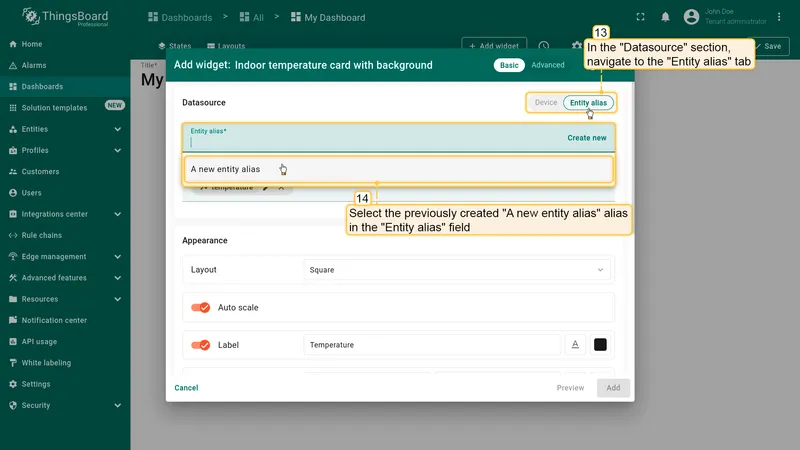 Select alias in datasource