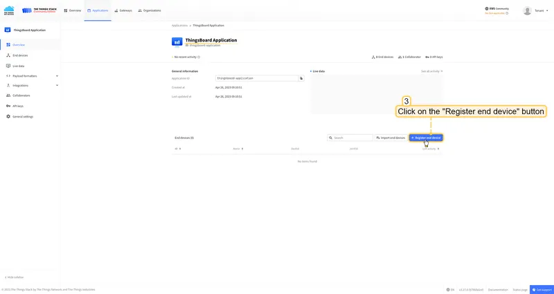 Click on the **Register end device** button.