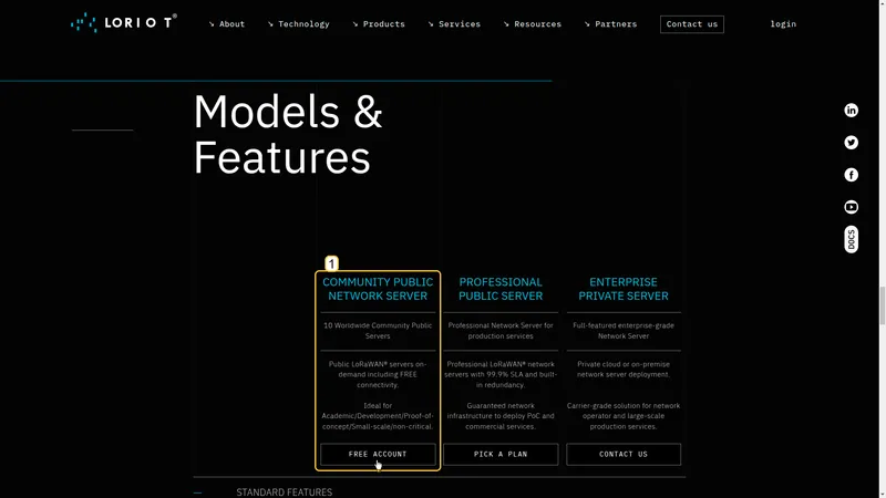 LORIOT registration — select service package
