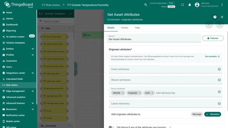 Get Asset Attributes rule node configuration