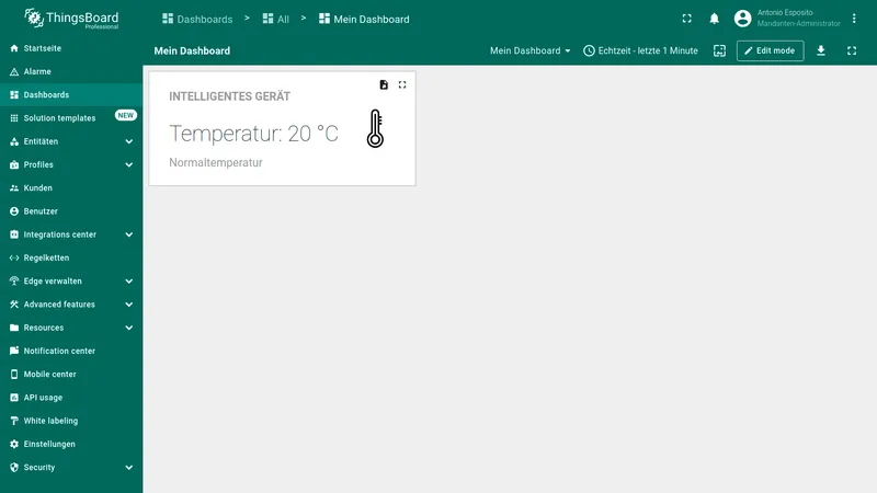 HTML Value Card widget in German