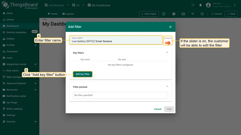 Filter configuration