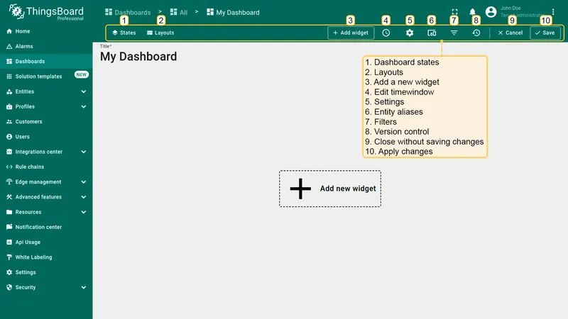 Edit mode toolbar
