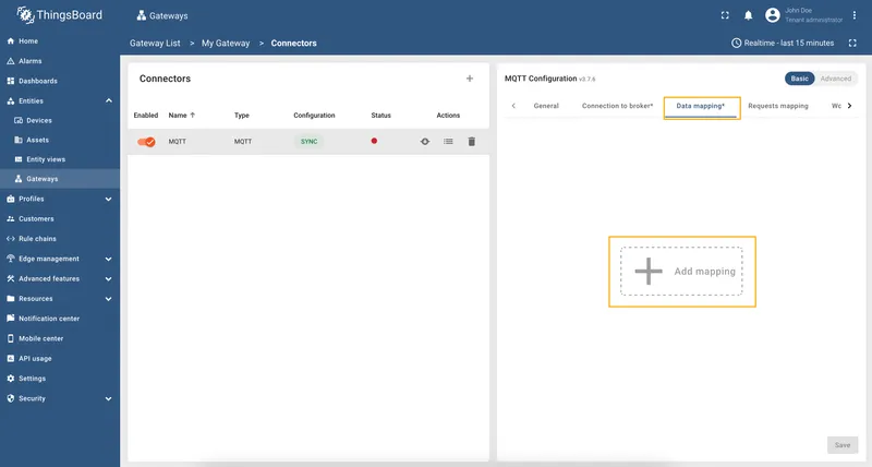 Click Connectors configuration button
