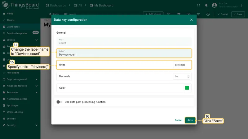 Entities count result
