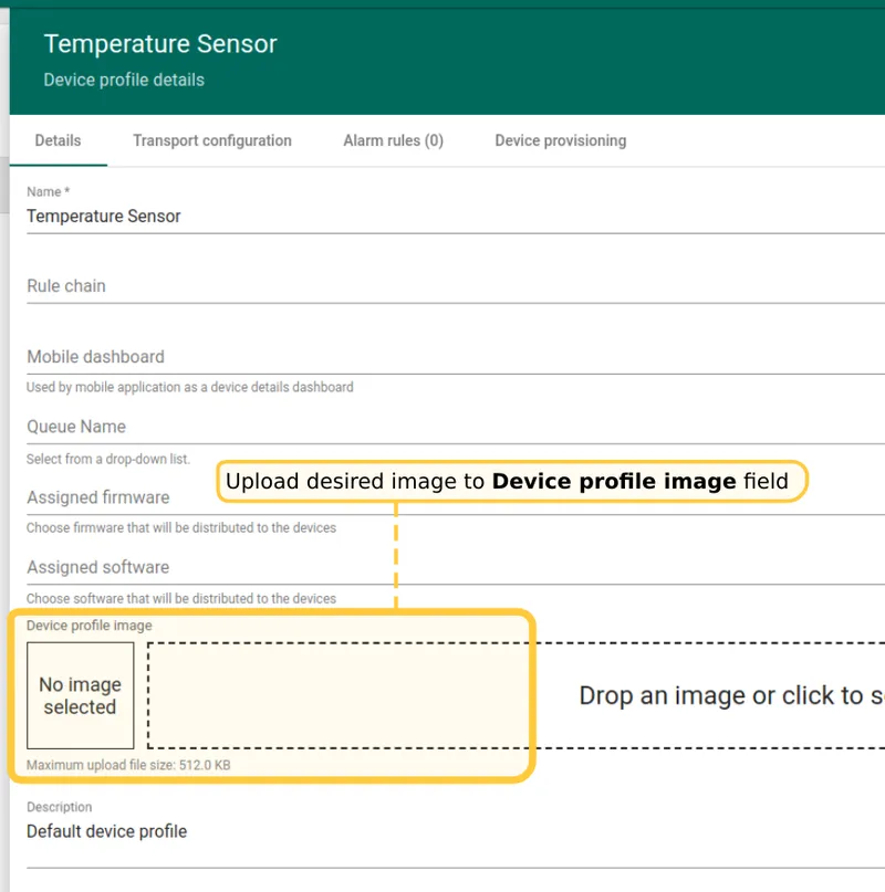 Open Device profiles menu