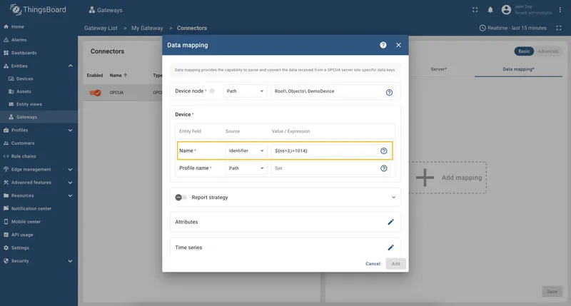 Enter identifier for device name