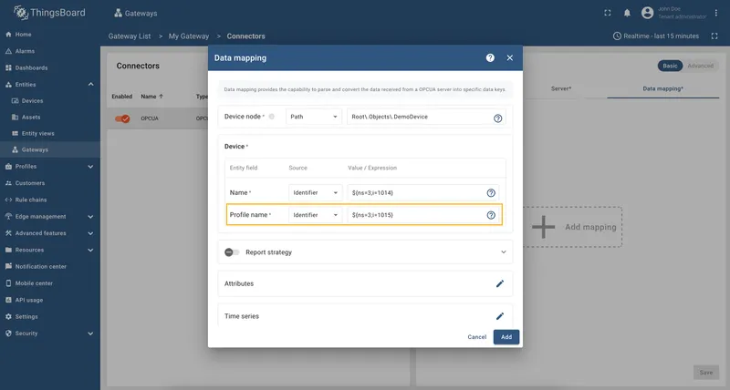 Enter identifier for device profile