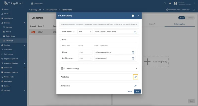Click on the pencil icon next to the Attributes section
