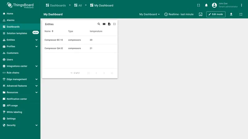 Device search result