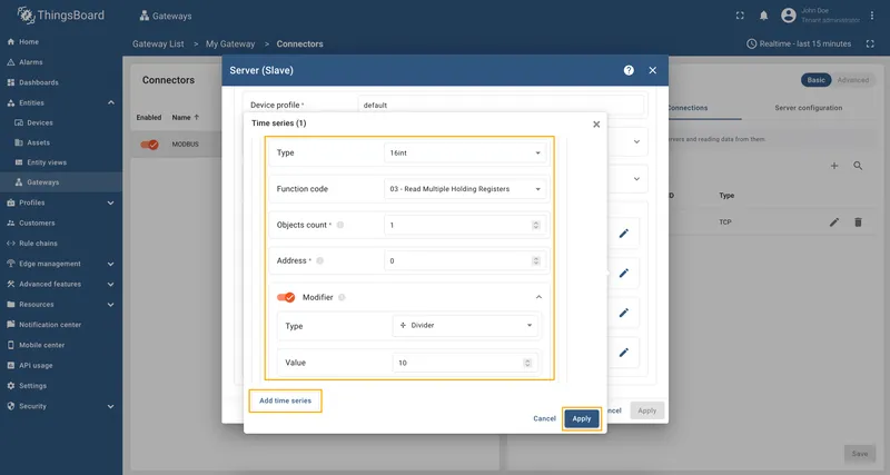 Click on the Add attribute or Add telemetry button
