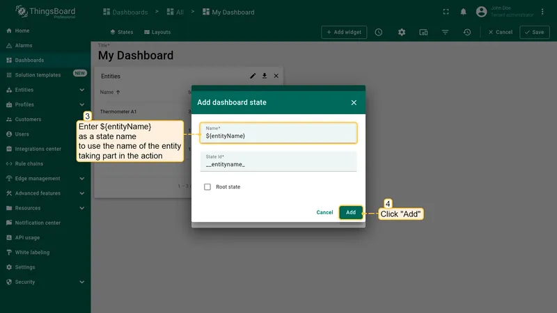 Add dashboard state