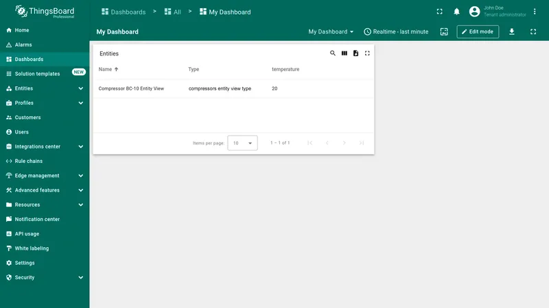 Entity view search result
