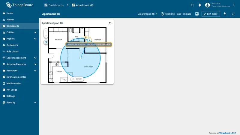 Move mouse to set the radius