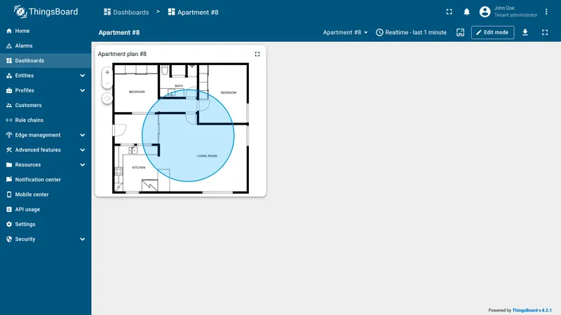 Circle representing Wi-Fi coverage zone