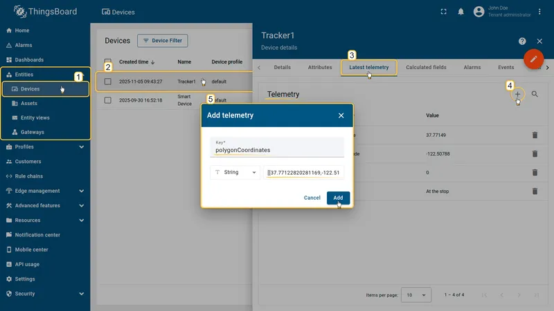 Add polygonCoordinates telemetry to device